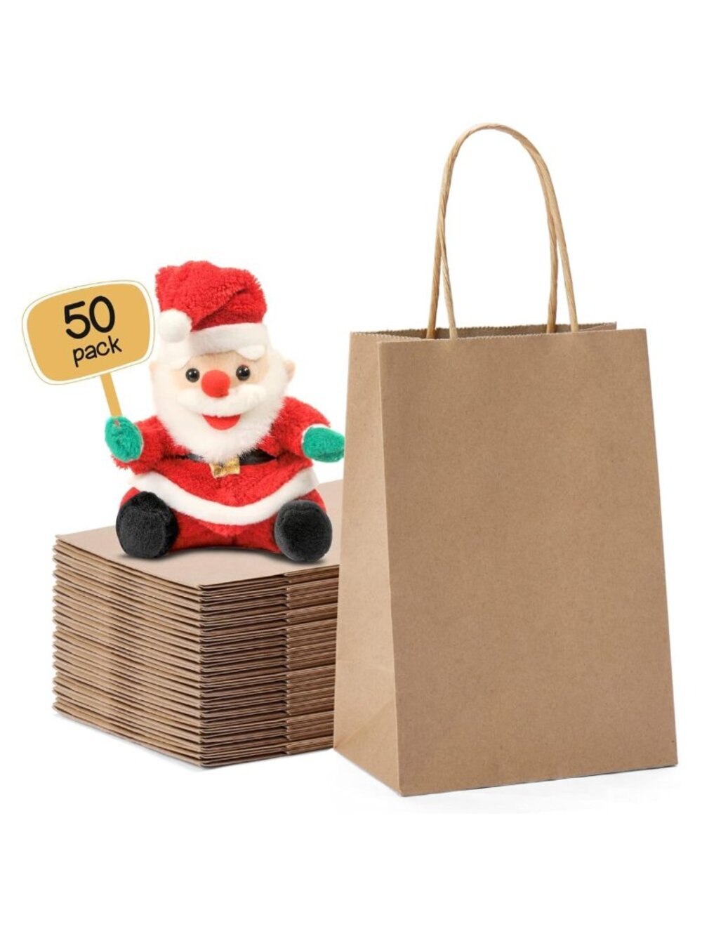 Kraft Paper Gift Bags 5.25x3.75x8 with Handles 50 Pcs Heavy Duty